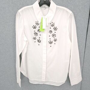 Sam Edelman Astrid Oversized Embellished Button Collared Shirt Womens Size XL